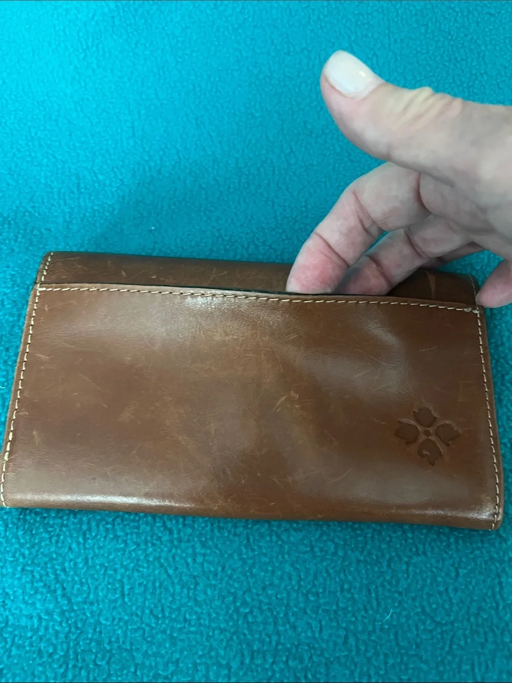 Patricia Nash Golden Brown Envelope-Style Leather Wallet Clutch